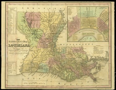 The Travellers Pocket Map of Louisiana by W. Brose